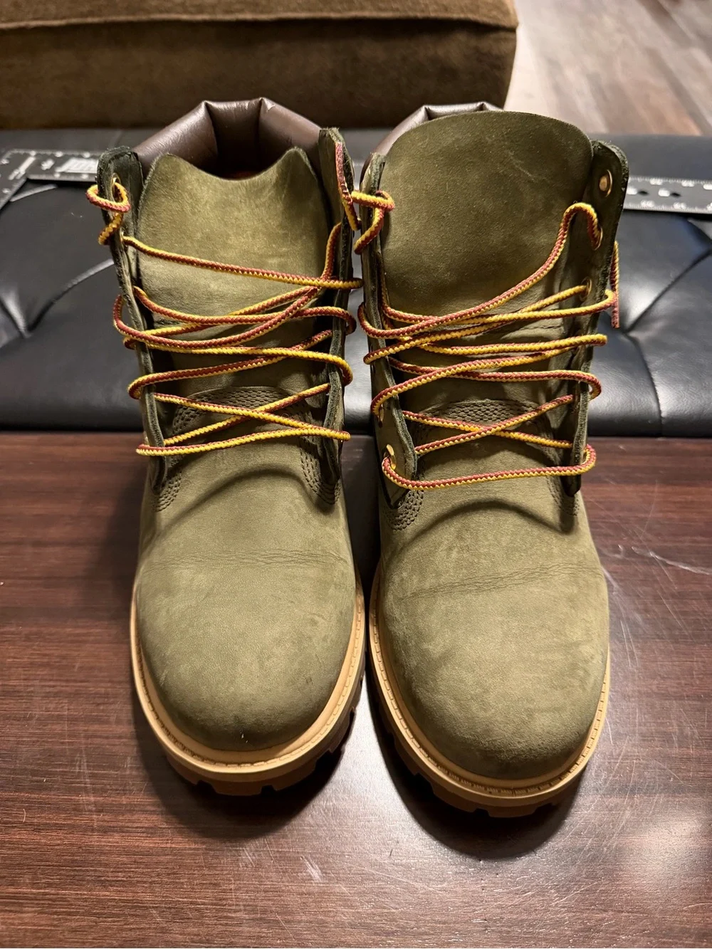 Timberland Kids Olive Green Lace-Up Waterproof Boots with Tan Sole